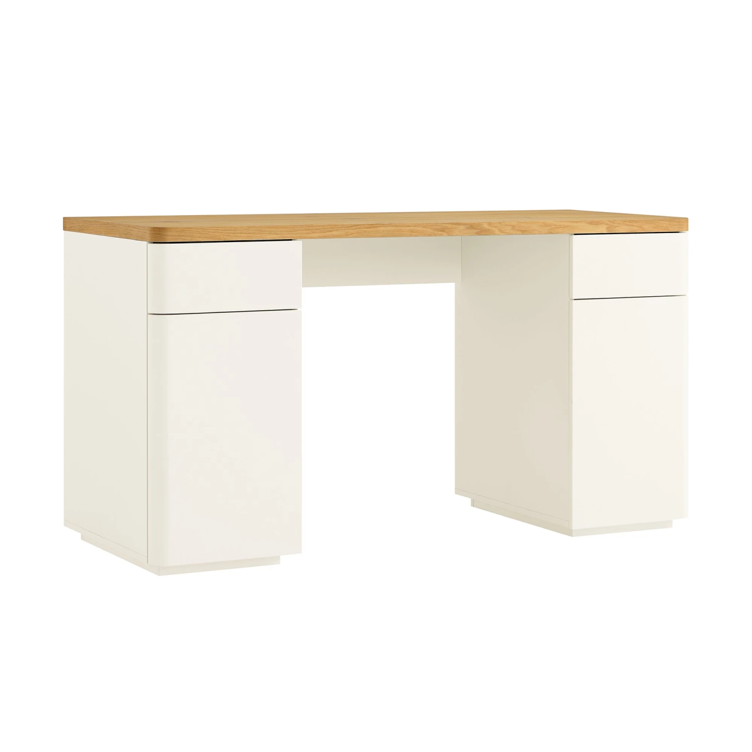 Agnes Curved Edge Desk With Storage, Off White With Oak Top 5 Agnes Curved Edge Desk With Storage, Off White With Oak Top - Image 5