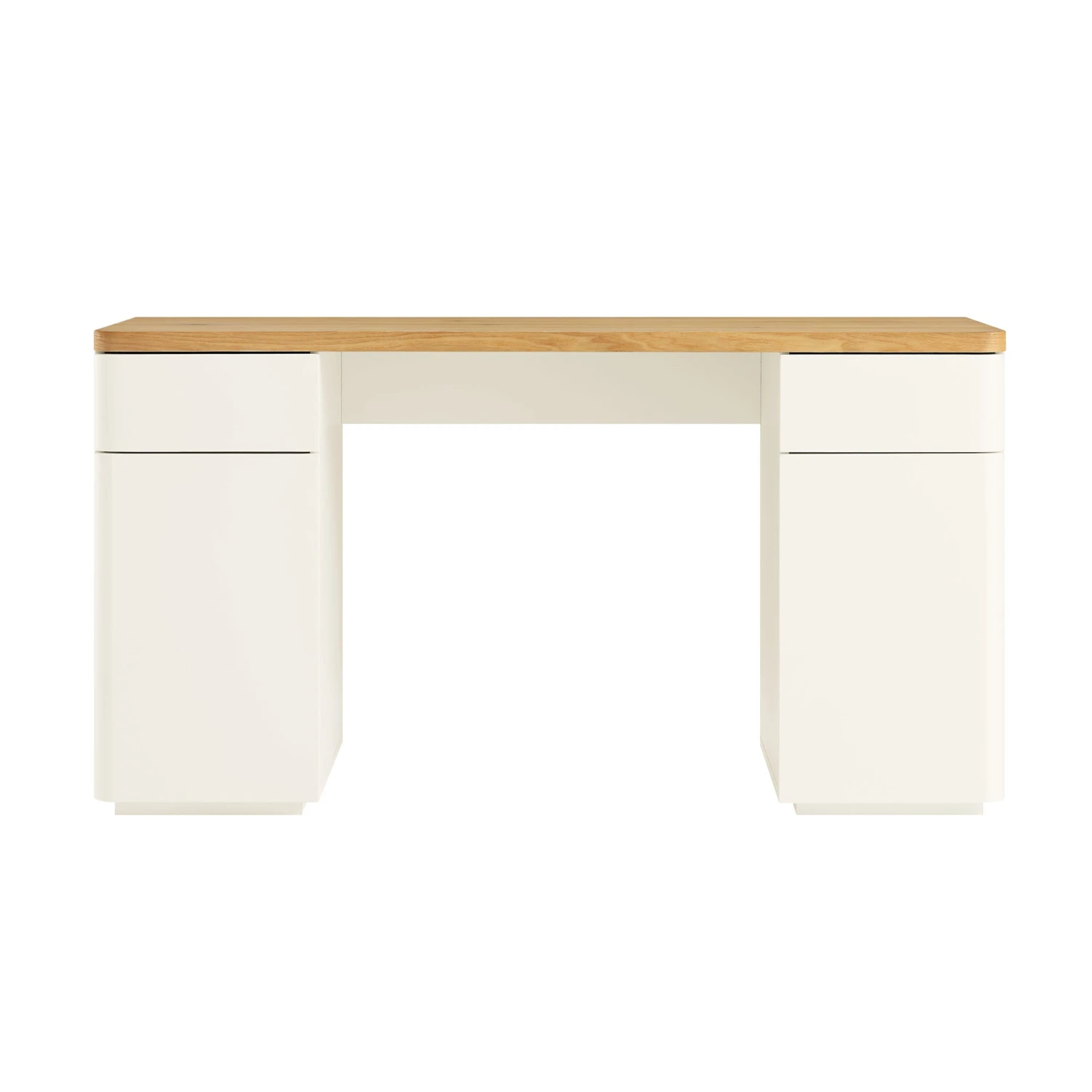 Agnes Curved Edge Desk With Storage, Off White With Oak Top 6 Agnes Curved Edge Desk With Storage, Off White With Oak Top - Image 6