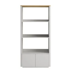 Agnes Curved Edge Bookcase, Dove Grey With Oak Top -Daals Store BSD 151 DOVEGREY WB1