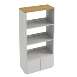 Agnes Curved Edge Bookcase, Dove Grey With Oak Top -Daals Store BSD 151 DOVEGREY WB3