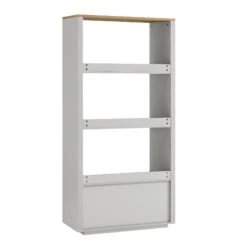 Agnes Curved Edge Bookcase, Dove Grey With Oak Top -Daals Store BSD 151 DOVEGREY WB6
