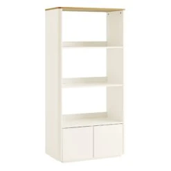 Agnes Curved Edge Bookcase, Off White With Oak Top 18 Agnes Curved Edge Bookcase, Off White With Oak Top -Daals Store BSD 151 WHITE WB2