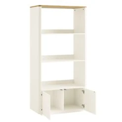 Agnes Curved Edge Bookcase, Off White With Oak Top 20 Agnes Curved Edge Bookcase, Off White With Oak Top -Daals Store BSD 151 WHITE WB3