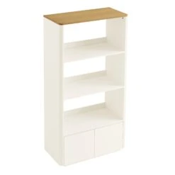 Agnes Curved Edge Bookcase, Off White With Oak Top 21 Agnes Curved Edge Bookcase, Off White With Oak Top -Daals Store BSD 151 WHITE WB4
