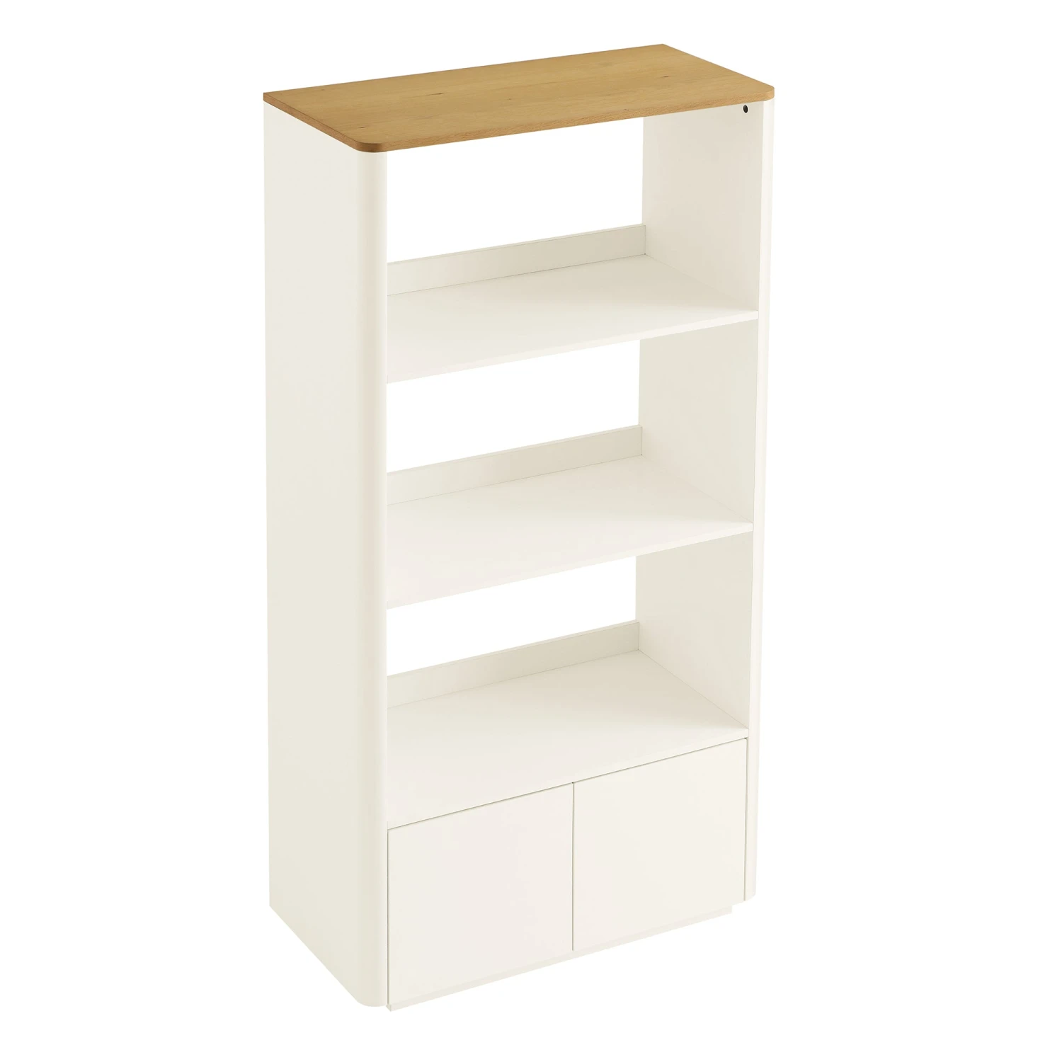 Agnes Curved Edge Bookcase, Off White With Oak Top 9 Agnes Curved Edge Bookcase, Off White With Oak Top - Image 9