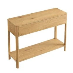 Agnes Curved Edge 2 Drawer Console Table, Natural -Daals Store BSD 152 OAK WB4