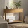 Agnes Curved Edge 2 Drawer Console Table, Natural -Daals Store BSD 152 OAK main