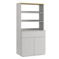 Agnes Curved Edge Dresser, Dove Grey With Oak Top -Daals Store BSD 153 DOVEGREY WB2