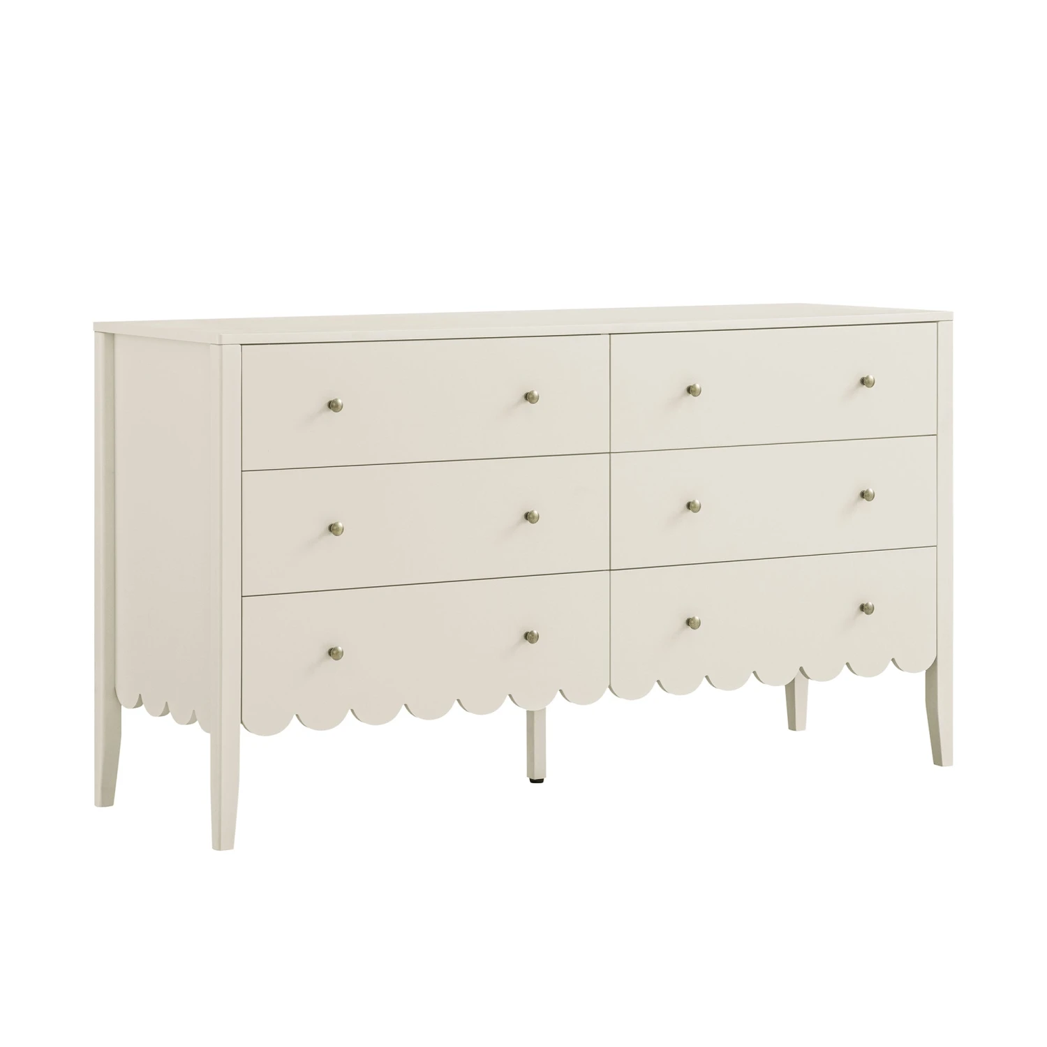 Henley Scalloped Edge 6 Drawer 140cm Wide Chest, Light Sand 6 Henley Scalloped Edge 6 Drawer 140cm Wide Chest, Light Sand - Image 6