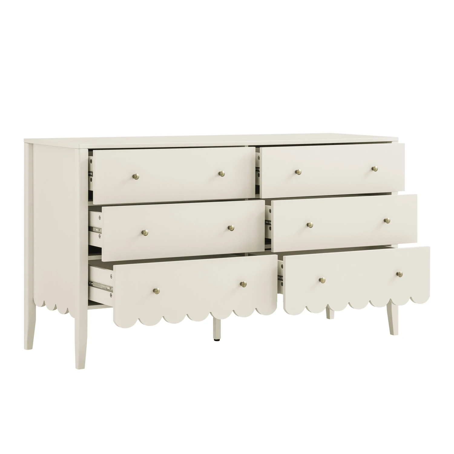 Henley Scalloped Edge 6 Drawer 140cm Wide Chest, Light Sand 8 Henley Scalloped Edge 6 Drawer 140cm Wide Chest, Light Sand - Image 8