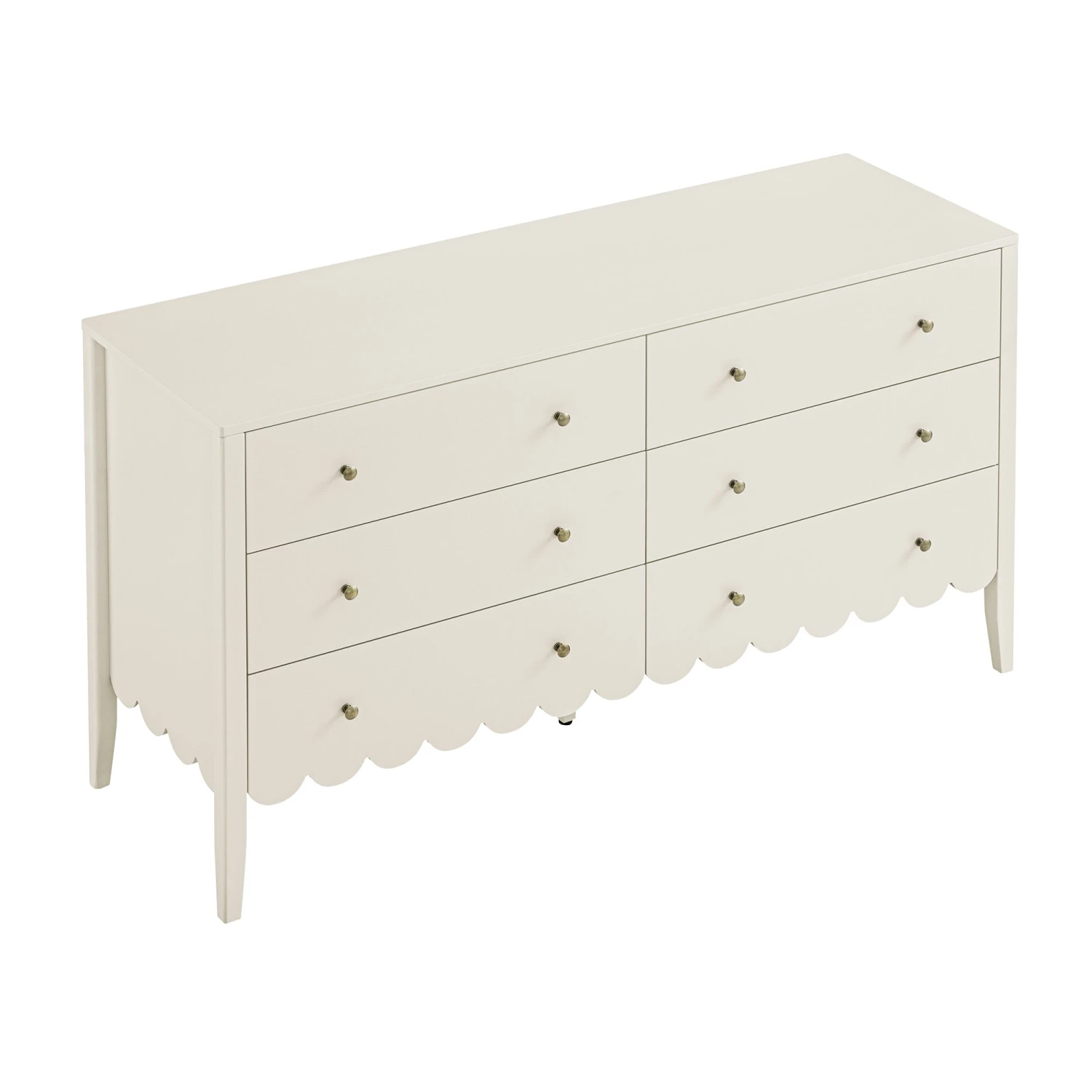 Henley Scalloped Edge 6 Drawer 140cm Wide Chest, Light Sand 9 Henley Scalloped Edge 6 Drawer 140cm Wide Chest, Light Sand - Image 9