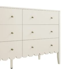 Henley Scalloped Edge 6 Drawer 140cm Wide Chest, Light Sand 24 Henley Scalloped Edge 6 Drawer 140cm Wide Chest, Light Sand -Daals Store BSD 154 BEIGE detail1