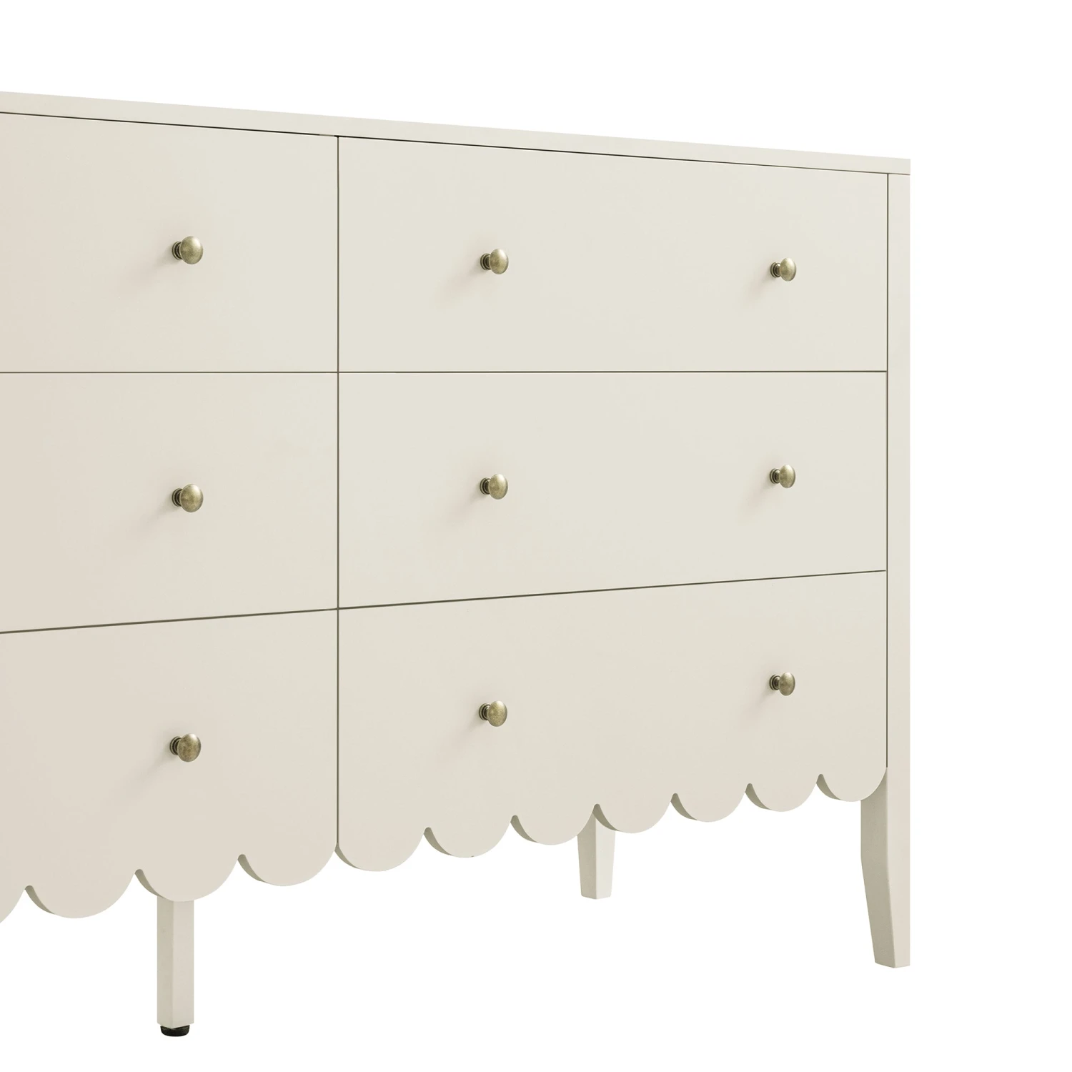 Henley Scalloped Edge 6 Drawer 140cm Wide Chest, Light Sand 12 Henley Scalloped Edge 6 Drawer 140cm Wide Chest, Light Sand - Image 12