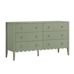 Henley Scalloped Edge 6 Drawer 140cm Wide Chest, Sage Green 12 Henley Scalloped Edge 6 Drawer 140cm Wide Chest, Sage Green -Daals Store BSD 154 SAGE WB3