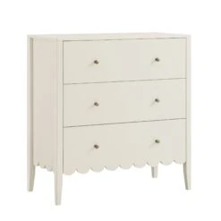 Henley Scalloped Edge 3 Drawer Chest, Light Sand -Daals Store BSD 155 BEIGE WB1