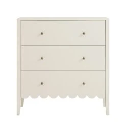 Henley Scalloped Edge 3 Drawer Chest, Light Sand -Daals Store BSD 155 BEIGE WB2
