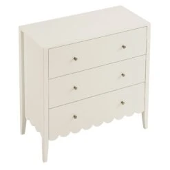 Henley Scalloped Edge 3 Drawer Chest, Light Sand -Daals Store BSD 155 BEIGE WB4