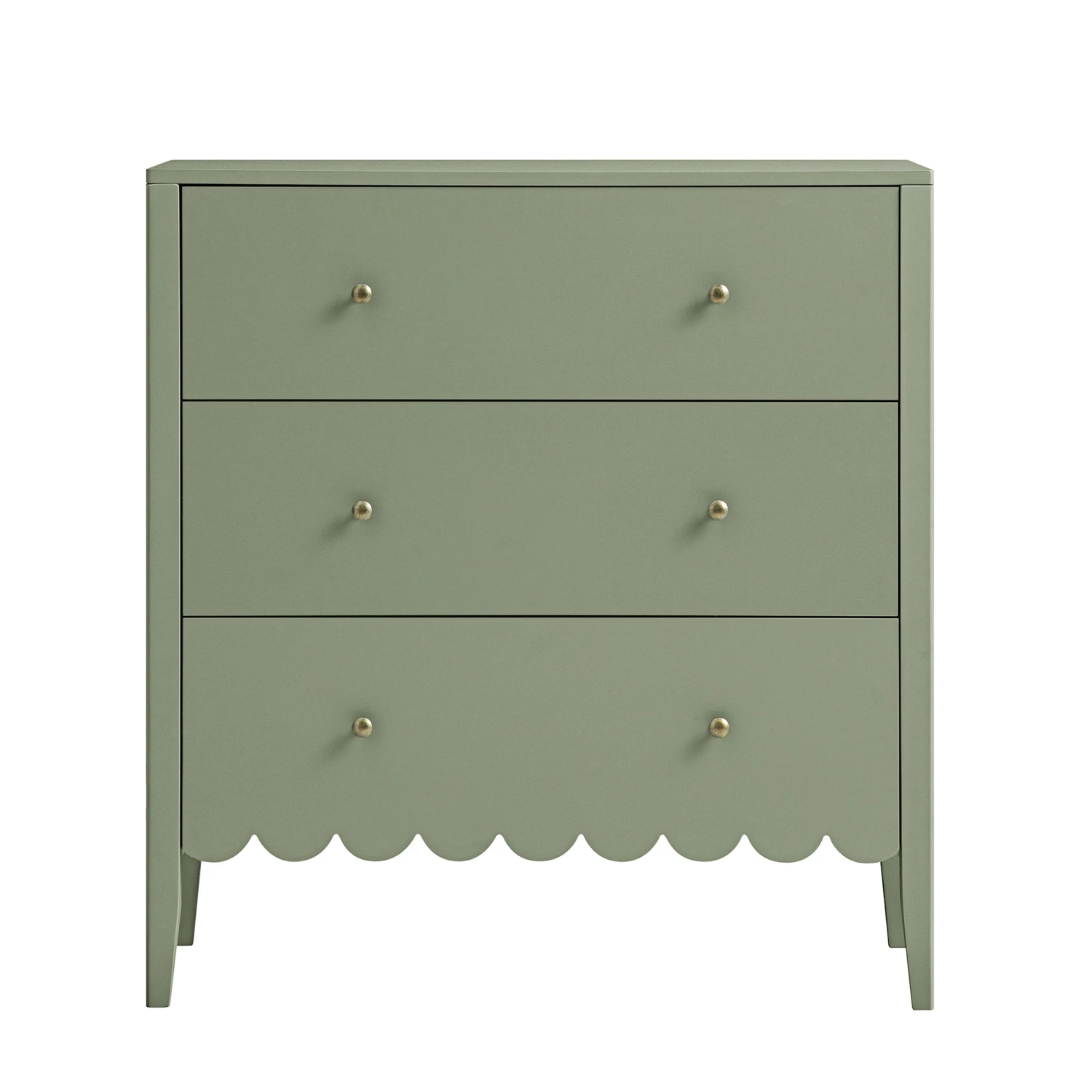 Henley Scalloped Edge 3 Drawer Chest, Sage Green 6 Henley Scalloped Edge 3 Drawer Chest, Sage Green - Image 6