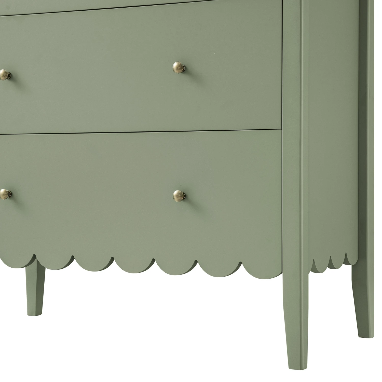 Henley Scalloped Edge 3 Drawer Chest, Sage Green 14 Henley Scalloped Edge 3 Drawer Chest, Sage Green - Image 14