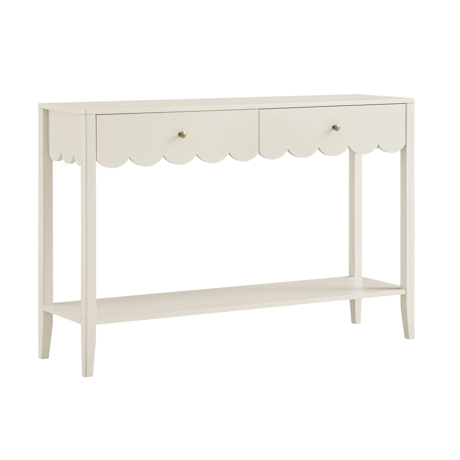 Henley Scalloped Edge Console Table, Light Sand 5 Henley Scalloped Edge Console Table, Light Sand - Image 5