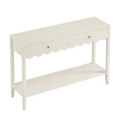 Henley Scalloped Edge Console Table, Light Sand 19 Henley Scalloped Edge Console Table, Light Sand -Daals Store BSD 156 BEIGE WB4