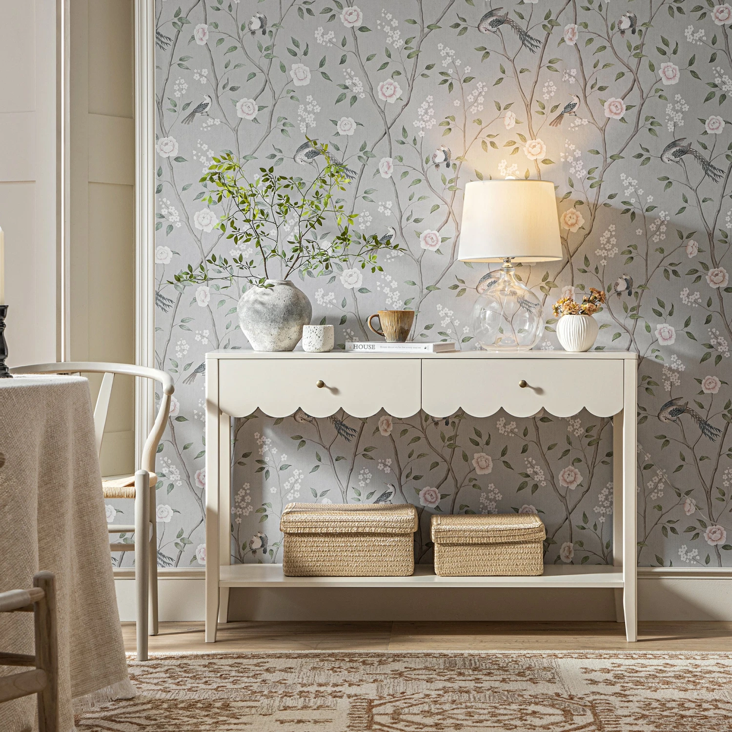 Henley Scalloped Edge Console Table, Light Sand 2 Henley Scalloped Edge Console Table, Light Sand - Image 2