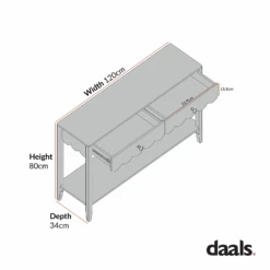 Henley Scalloped Edge Console Table, Light Sand 17 Henley Scalloped Edge Console Table, Light Sand -Daals Store BSD 156 CHART 2