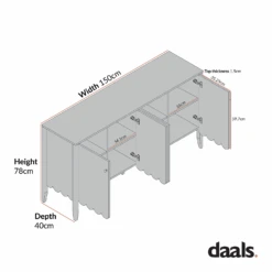 Henley Scalloped Edge 150cm Wide Sideboard, Blue Spruce 25 Henley Scalloped Edge 150cm Wide Sideboard, Blue Spruce -Daals Store BSD 157 CHART 2