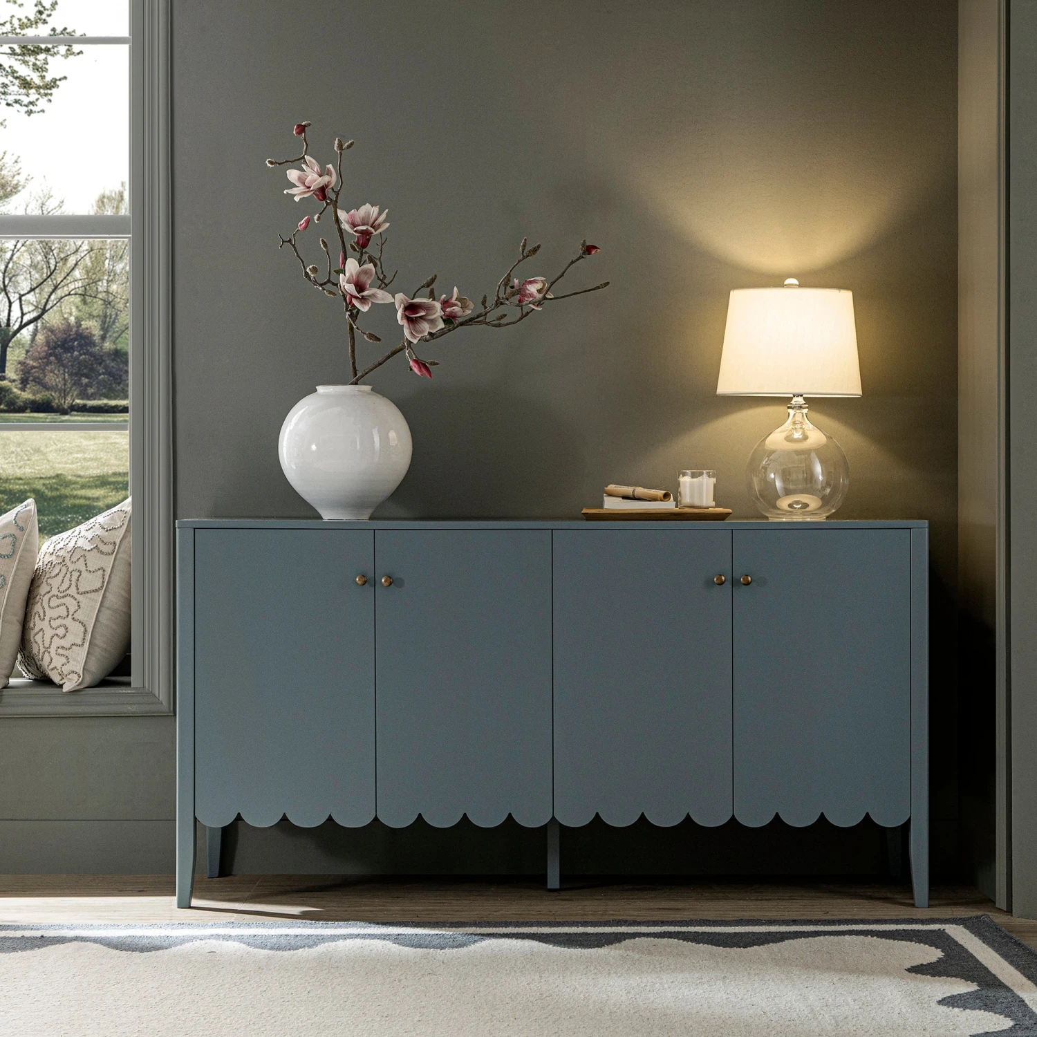 Henley Scalloped Edge 150cm Wide Sideboard, Blue Spruce 4 Henley Scalloped Edge 150cm Wide Sideboard, Blue Spruce - Image 4