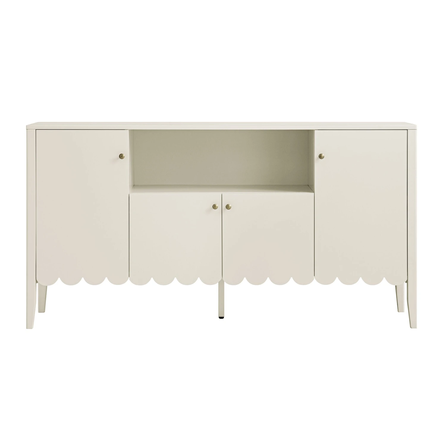 Henley Scalloped Edge 150cm Wide Sideboard With Open Shelf, Light Sand 5 Henley Scalloped Edge 150cm Wide Sideboard With Open Shelf, Light Sand - Image 5