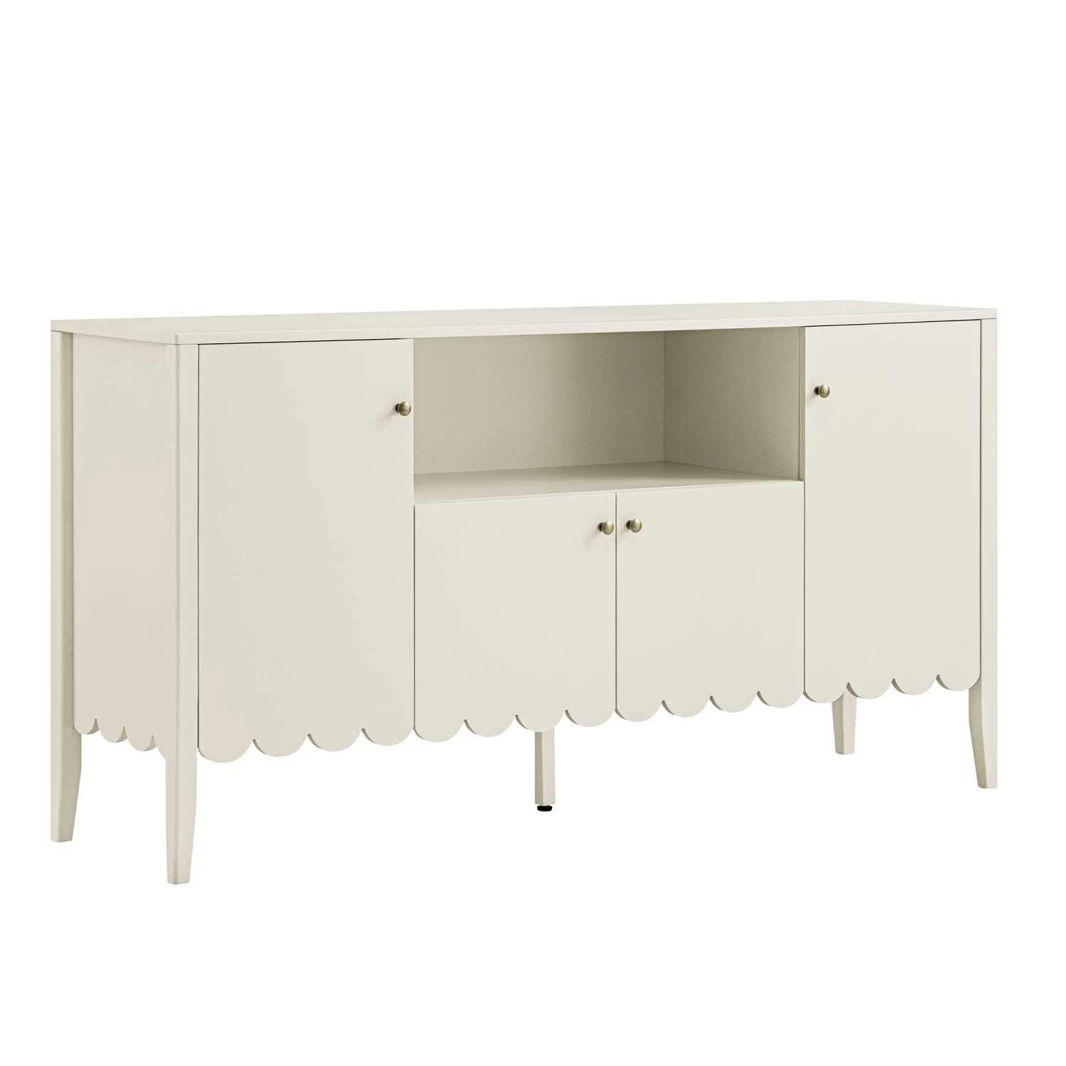 Henley Scalloped Edge 150cm Wide Sideboard With Open Shelf, Light Sand 6 Henley Scalloped Edge 150cm Wide Sideboard With Open Shelf, Light Sand - Image 6