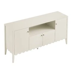 Henley Scalloped Edge 150cm Wide Sideboard With Open Shelf, Light Sand 25 Henley Scalloped Edge 150cm Wide Sideboard With Open Shelf, Light Sand -Daals Store BSD 158 BEIGE WB5