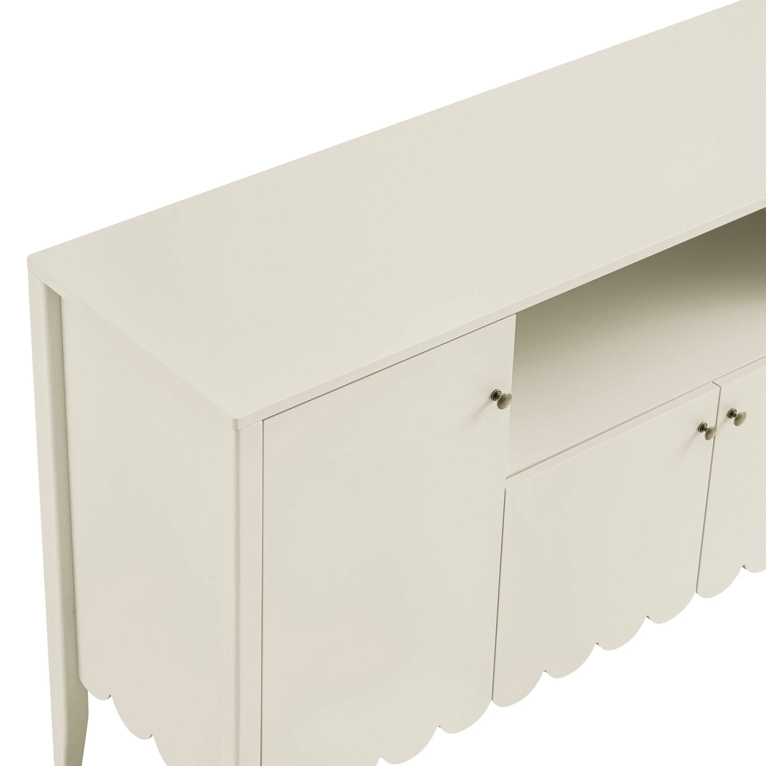Henley Scalloped Edge 150cm Wide Sideboard With Open Shelf, Light Sand 14 Henley Scalloped Edge 150cm Wide Sideboard With Open Shelf, Light Sand - Image 14