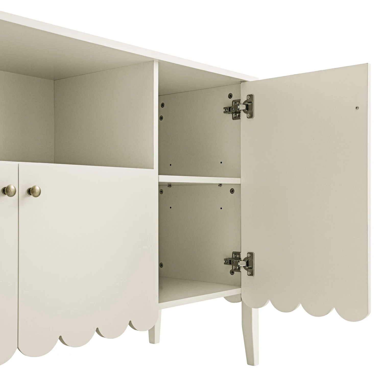 Henley Scalloped Edge 150cm Wide Sideboard With Open Shelf, Light Sand 15 Henley Scalloped Edge 150cm Wide Sideboard With Open Shelf, Light Sand - Image 15