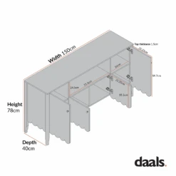 Henley Scalloped Edge 150cm Wide Sideboard With Open Shelf, Light Sand 22 Henley Scalloped Edge 150cm Wide Sideboard With Open Shelf, Light Sand -Daals Store BSD 158 CHART