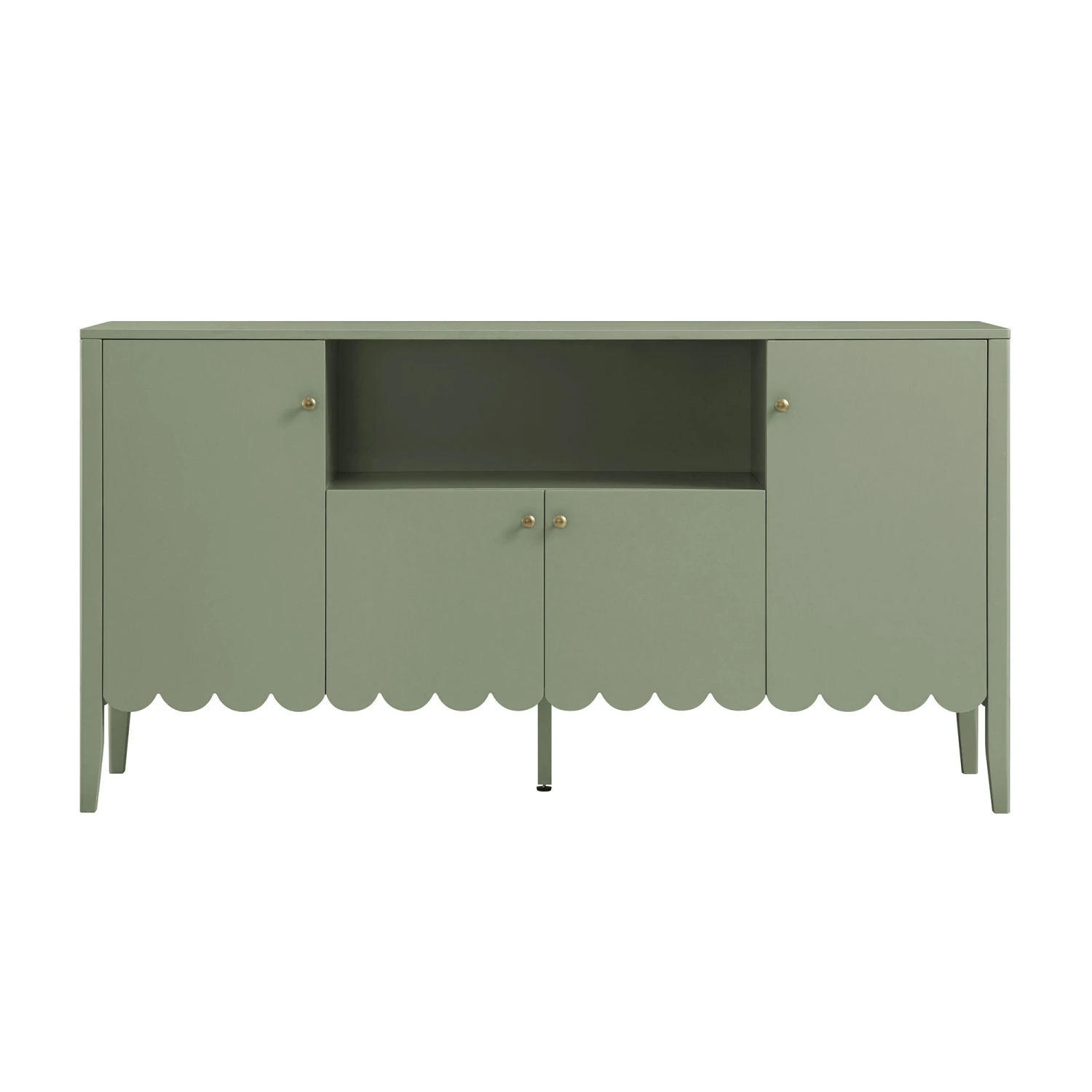 Henley Scalloped Edge 150cm Wide Sideboard With Open Shelf, Sage Green 5 Henley Scalloped Edge 150cm Wide Sideboard With Open Shelf, Sage Green - Image 5