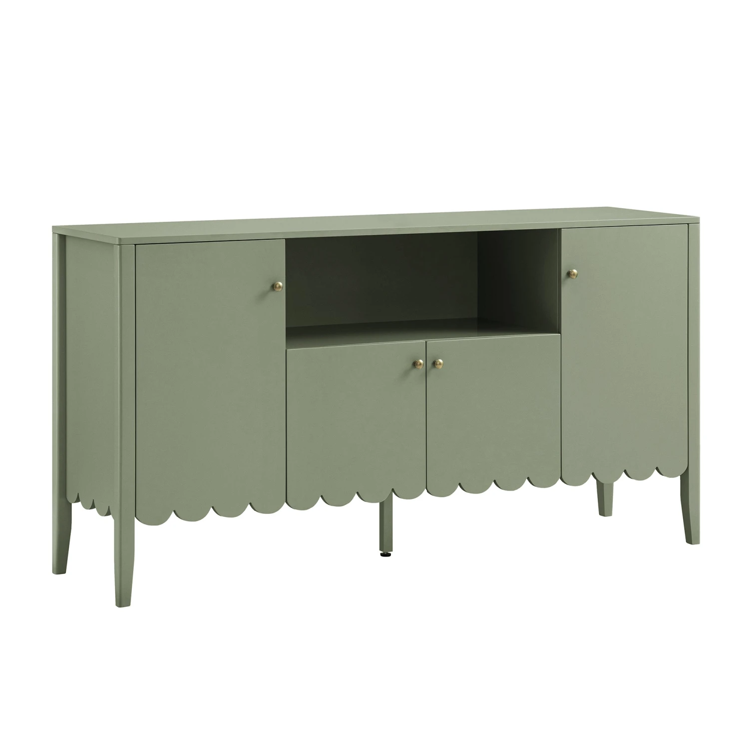 Henley Scalloped Edge 150cm Wide Sideboard With Open Shelf, Sage Green 6 Henley Scalloped Edge 150cm Wide Sideboard With Open Shelf, Sage Green - Image 6