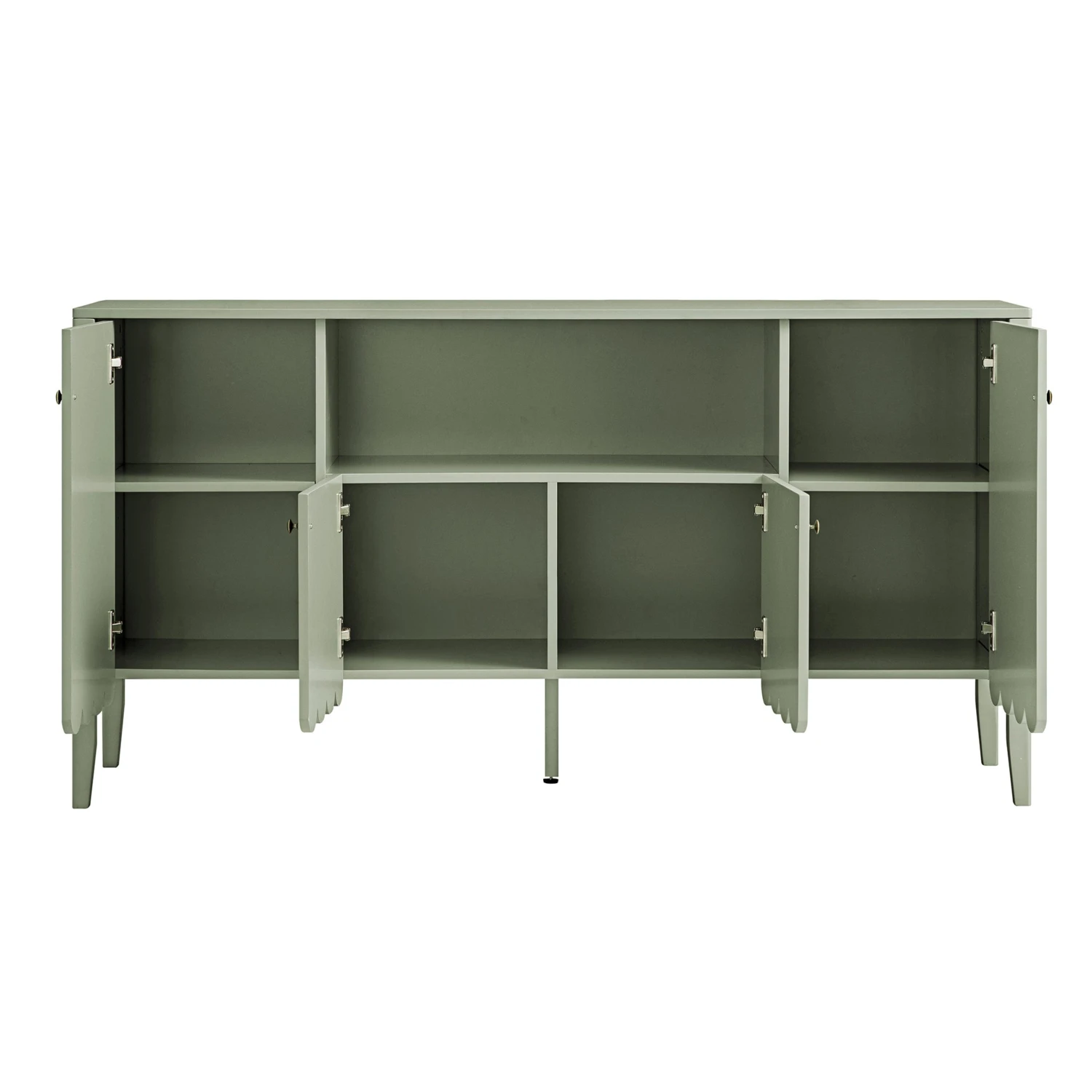 Henley Scalloped Edge 150cm Wide Sideboard With Open Shelf, Sage Green 8 Henley Scalloped Edge 150cm Wide Sideboard With Open Shelf, Sage Green - Image 8