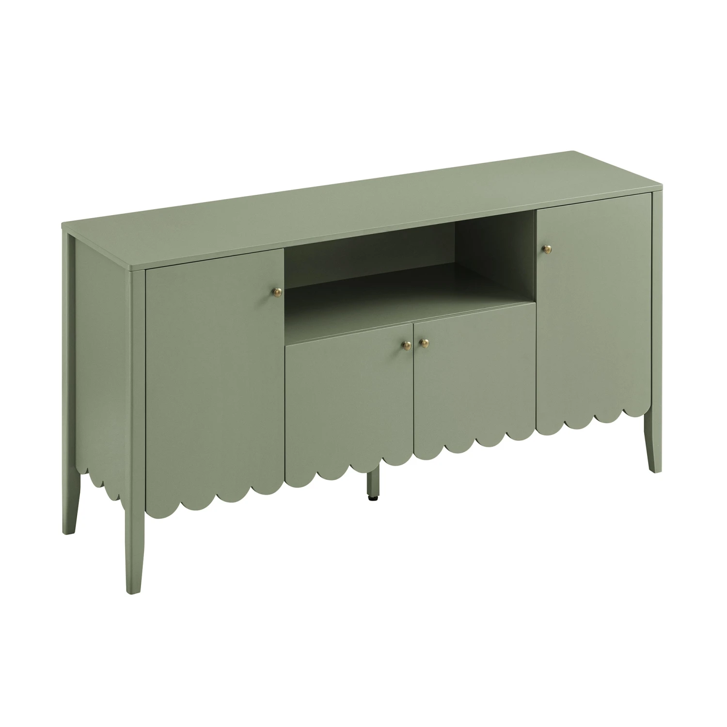Henley Scalloped Edge 150cm Wide Sideboard With Open Shelf, Sage Green 10 Henley Scalloped Edge 150cm Wide Sideboard With Open Shelf, Sage Green - Image 10