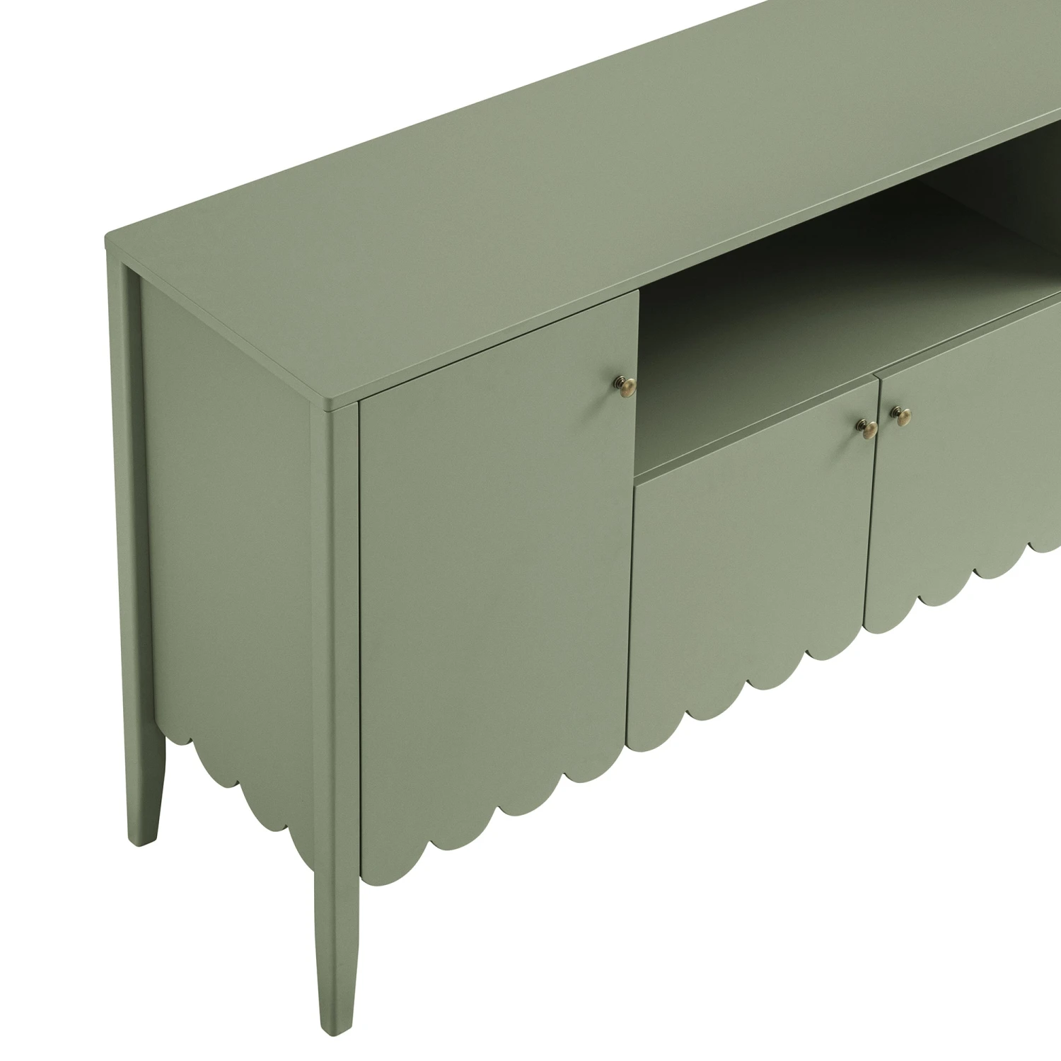Henley Scalloped Edge 150cm Wide Sideboard With Open Shelf, Sage Green 13 Henley Scalloped Edge 150cm Wide Sideboard With Open Shelf, Sage Green - Image 13