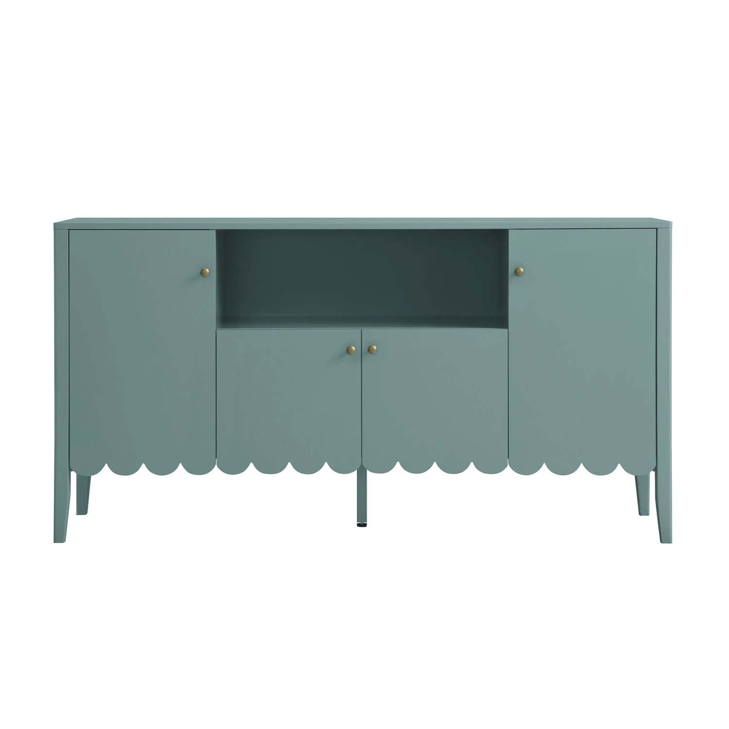Henley Scalloped Edge 150cm Wide Sideboard With Open Shelf, Blue Spruce 1 Henley Scalloped Edge 150cm Wide Sideboard With Open Shelf, Blue Spruce