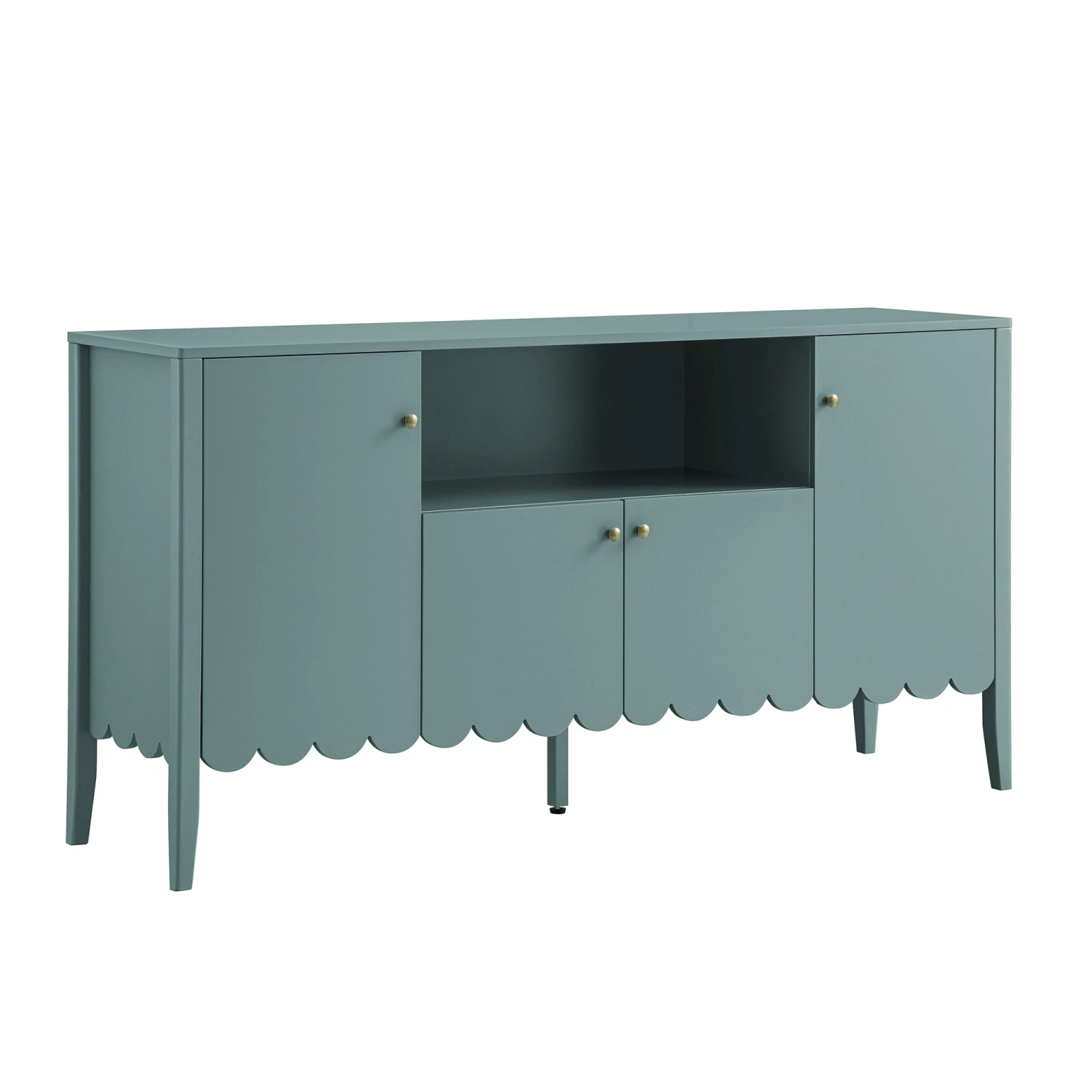 Henley Scalloped Edge 150cm Wide Sideboard With Open Shelf, Blue Spruce 2 Henley Scalloped Edge 150cm Wide Sideboard With Open Shelf, Blue Spruce - Image 2