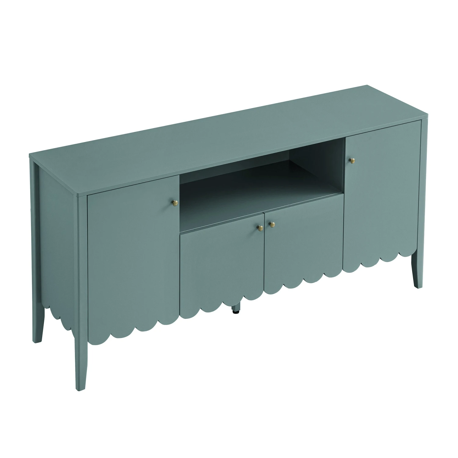 Henley Scalloped Edge 150cm Wide Sideboard With Open Shelf, Blue Spruce 6 Henley Scalloped Edge 150cm Wide Sideboard With Open Shelf, Blue Spruce - Image 6