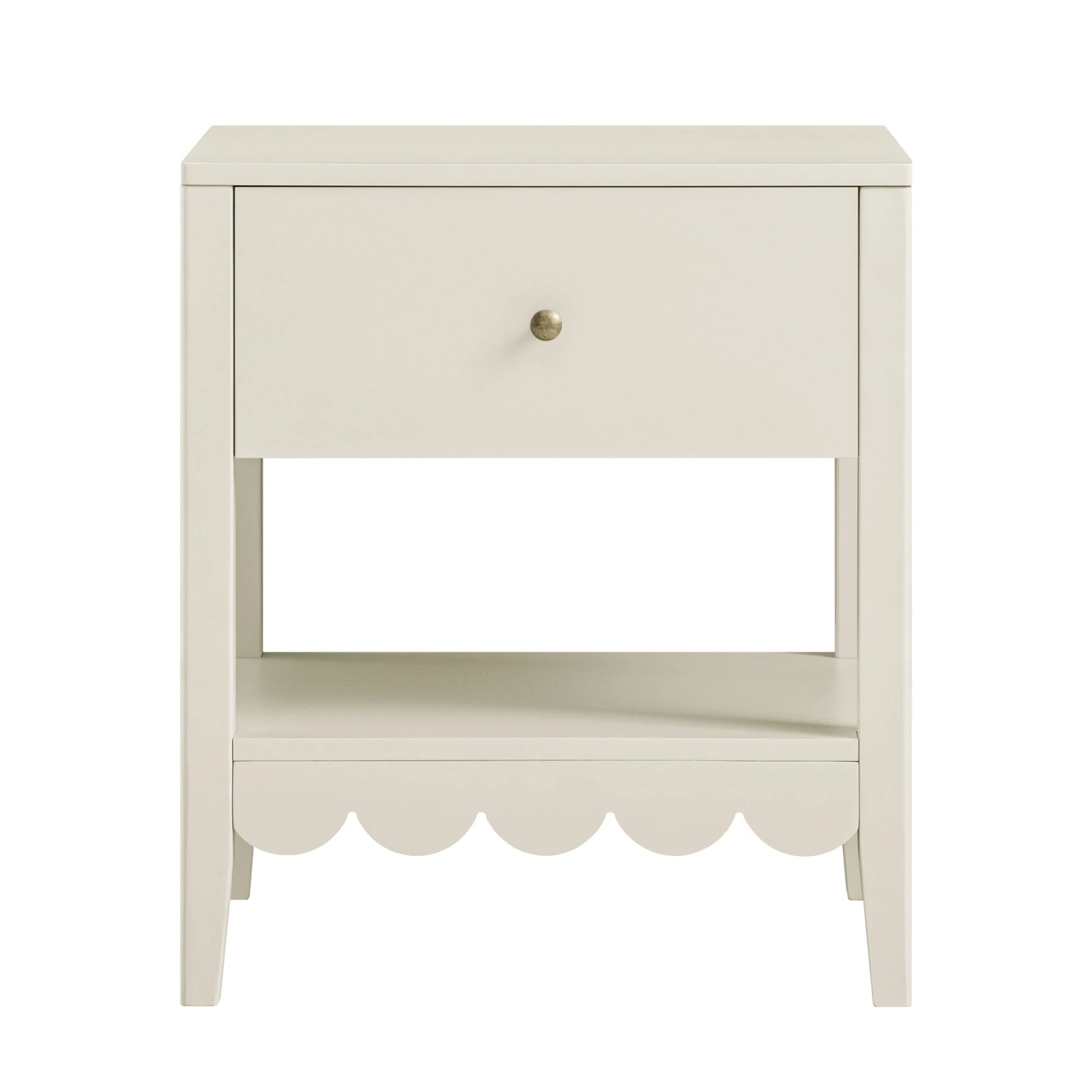 Henley Scalloped Edge Bedside Table With Drawer, Light Sand 1 Henley Scalloped Edge Bedside Table With Drawer, Light Sand