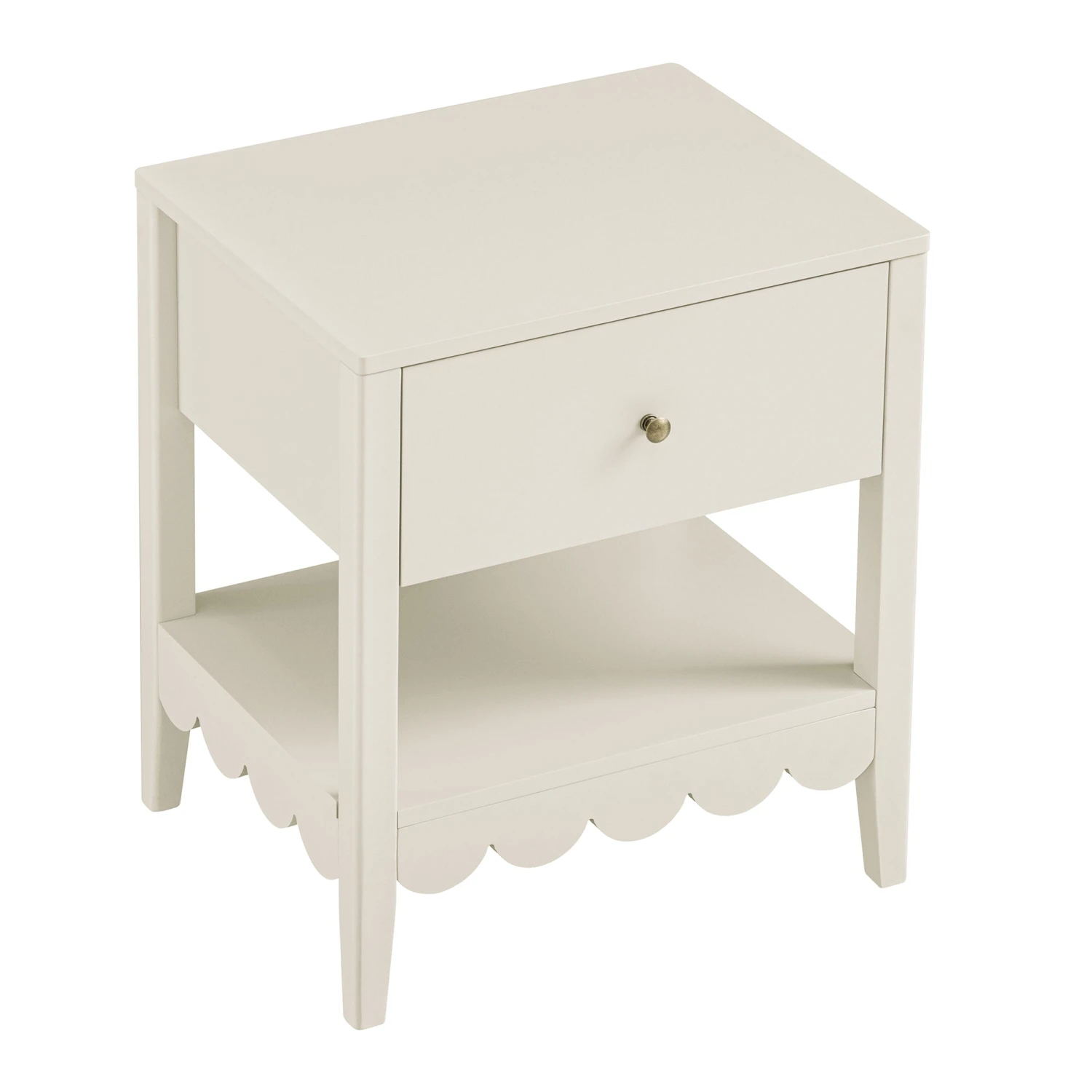 Henley Scalloped Edge Bedside Table With Drawer, Light Sand 5 Henley Scalloped Edge Bedside Table With Drawer, Light Sand - Image 5