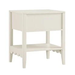 Henley Scalloped Edge Bedside Table With Drawer, Light Sand 15 Henley Scalloped Edge Bedside Table With Drawer, Light Sand -Daals Store BSD 160 BEIGE WB6