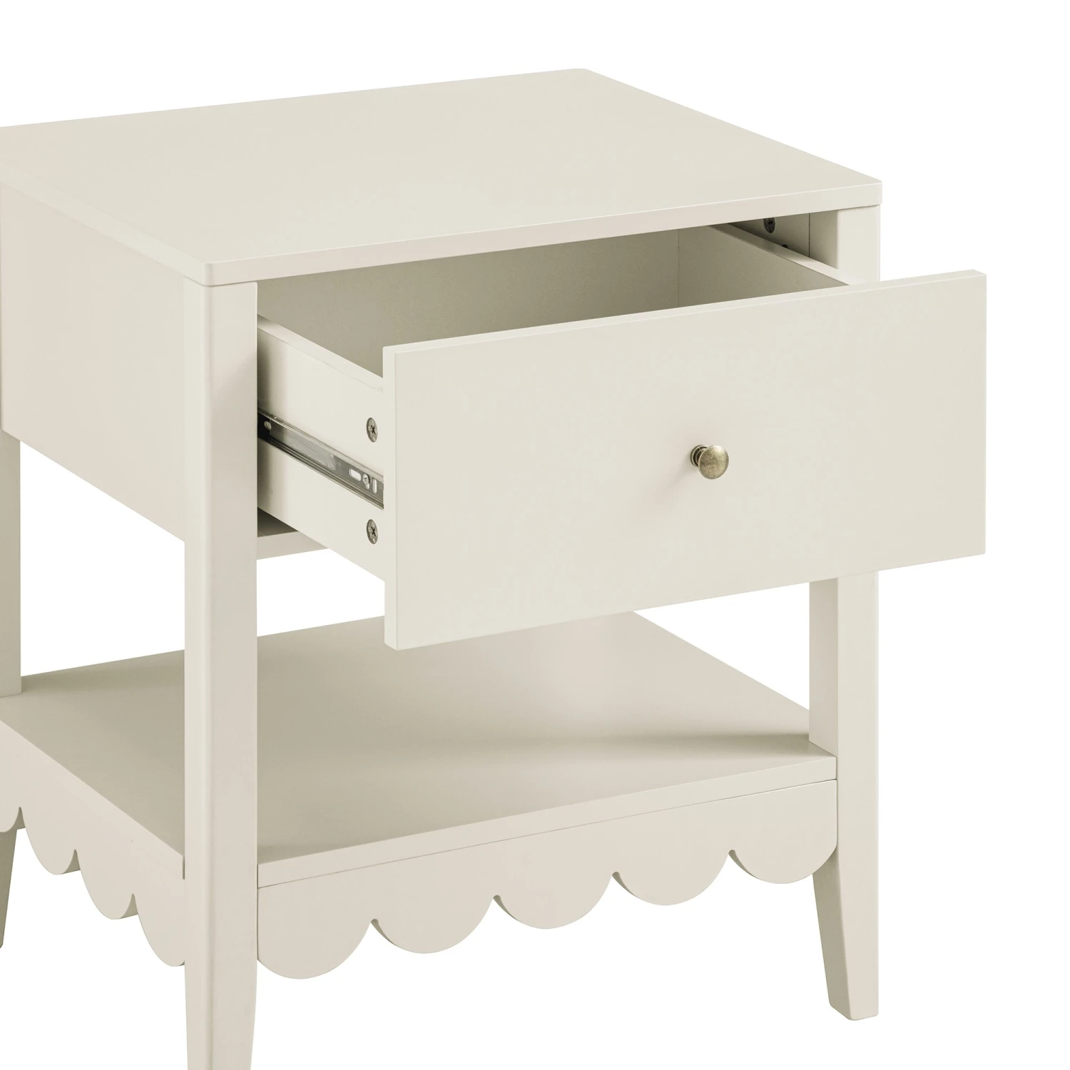 Henley Scalloped Edge Bedside Table With Drawer, Light Sand 8 Henley Scalloped Edge Bedside Table With Drawer, Light Sand - Image 8