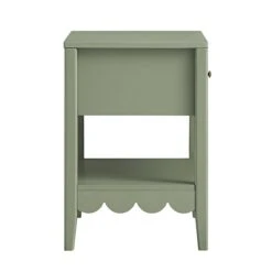 Henley Scalloped Edge Bedside Table With Drawer, Sage Green -Daals Store BSD 160 SAGE WB5