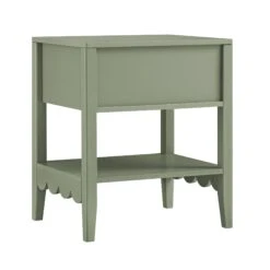 Henley Scalloped Edge Bedside Table With Drawer, Sage Green -Daals Store BSD 160 SAGE WB6