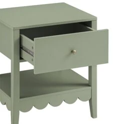 Henley Scalloped Edge Bedside Table With Drawer, Sage Green -Daals Store BSD 160 SAGE detail1